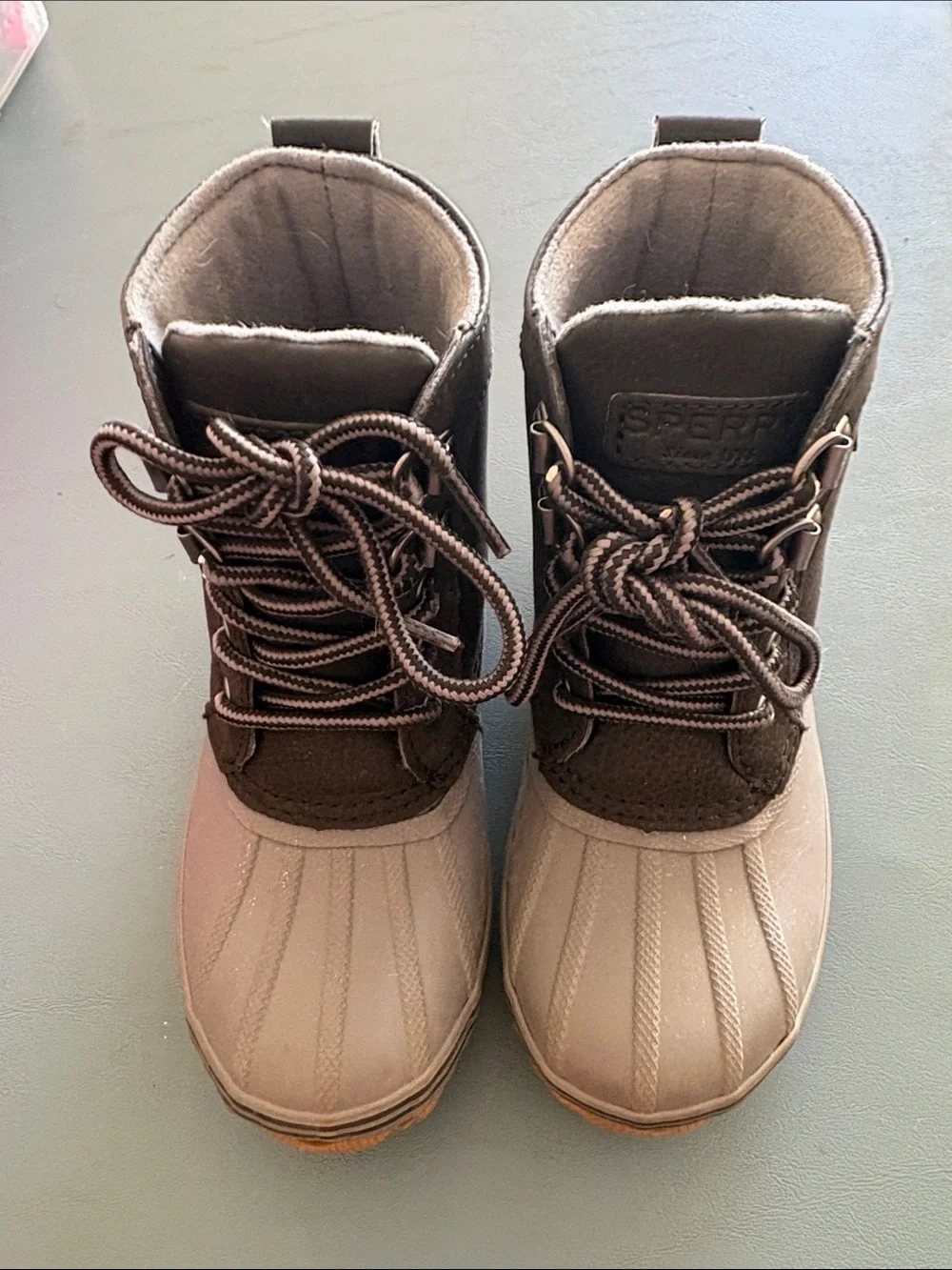 Sperry Kids Two-Tone Brown & Grey Waterproof Duck Boots